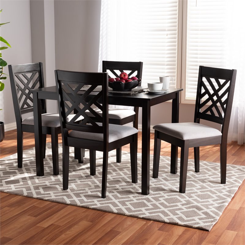 Bowery Hill 5-Piece Wood Dining Set in Gray and Espresso Brown