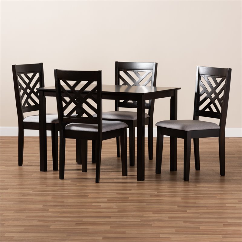 Bowery Hill 5-Piece Wood Dining Set in Gray and Espresso Brown