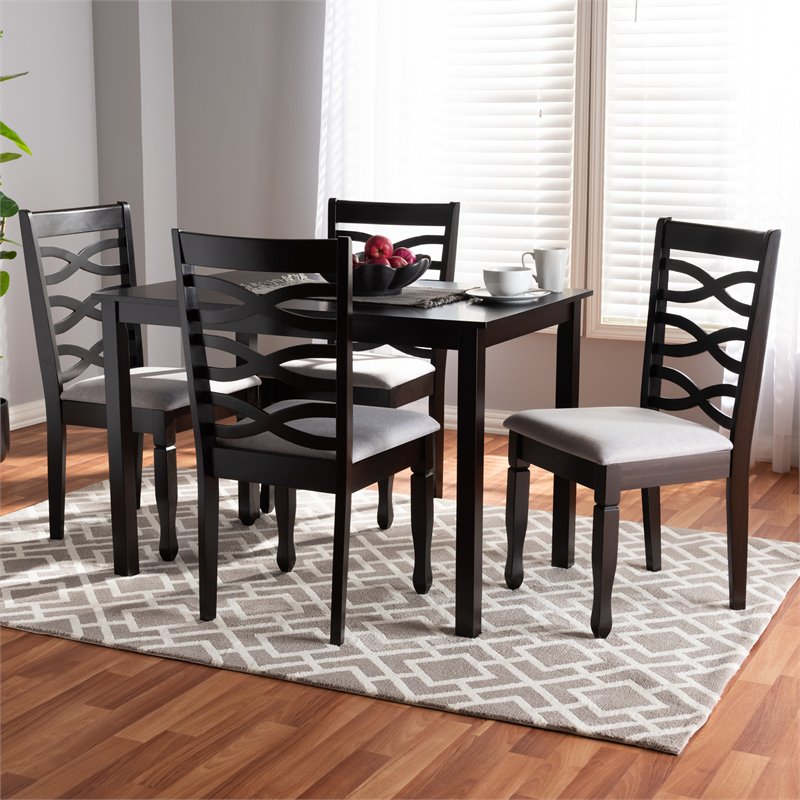 Bowery Hill 5-Piece Wood Dining Set in Gray and Brown