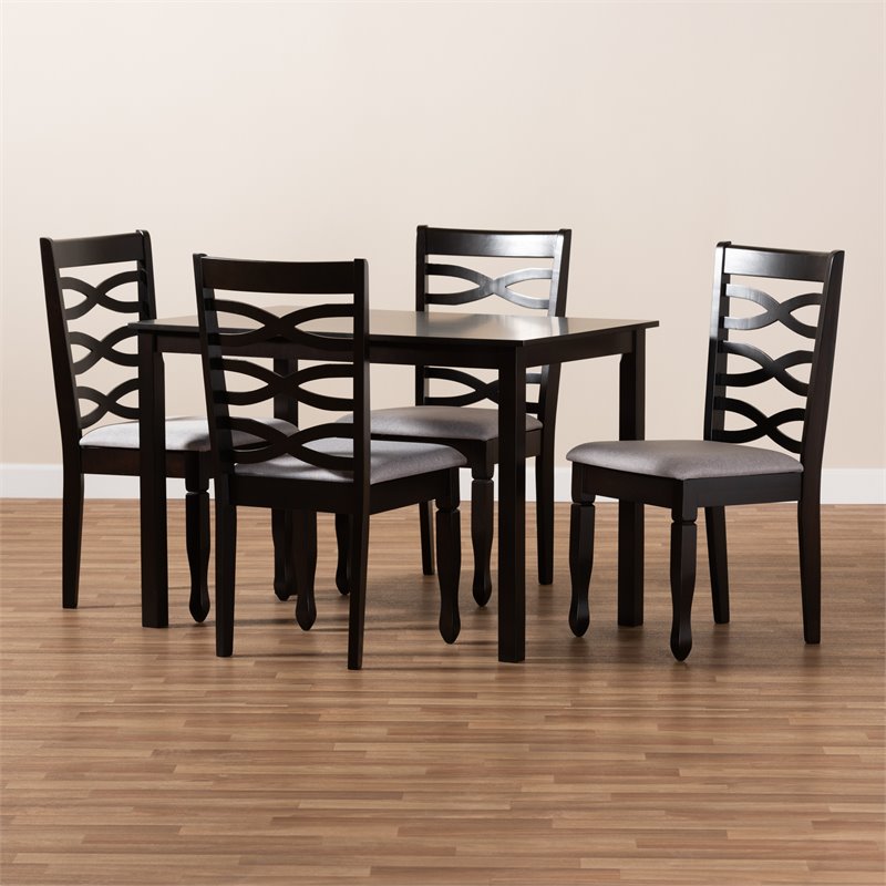 Bowery Hill 5-Piece Wood Dining Set in Gray and Brown