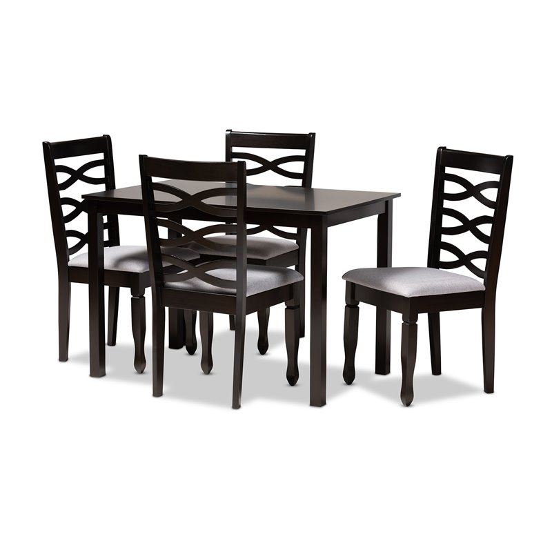 Bowery Hill 5-Piece Wood Dining Set in Gray and Brown