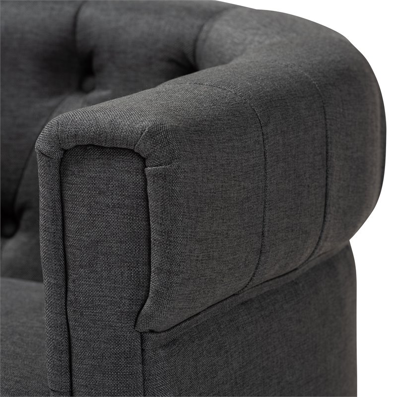 Bowery Hill Mid Century Gray Fabric Wood Chesterfield Chair