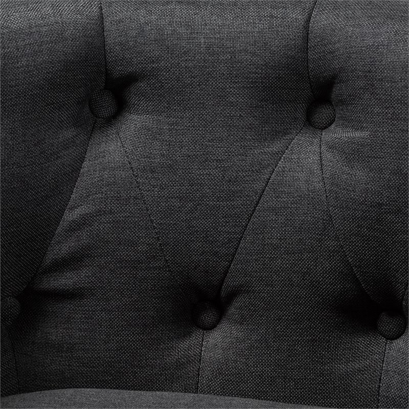 Bowery Hill Mid Century Gray Fabric Wood Chesterfield Chair