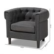 Bowery Hill Mid Century Gray Fabric Wood Chesterfield Chair