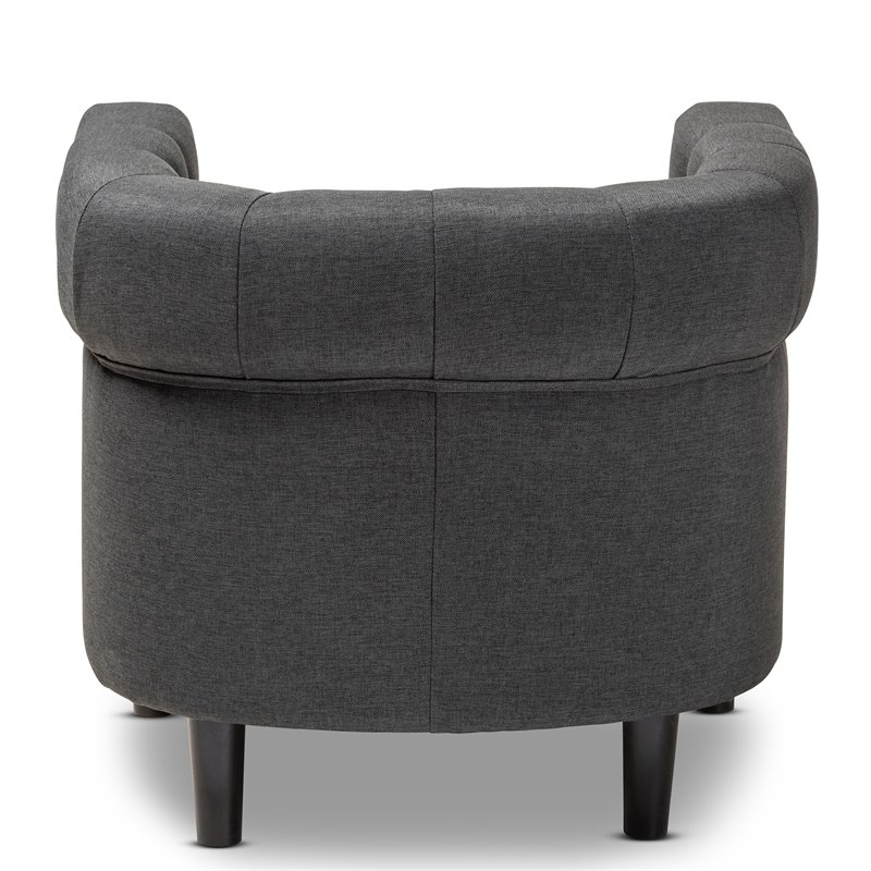 Bowery Hill Mid Century Gray Fabric Wood Chesterfield Chair