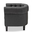 Bowery Hill Mid Century Gray Fabric Wood Chesterfield Chair