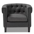 Bowery Hill Mid Century Gray Fabric Wood Chesterfield Chair