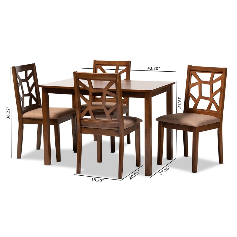 Bowery Hill 5-Piece Wood Dining Set in Brown and Walnut