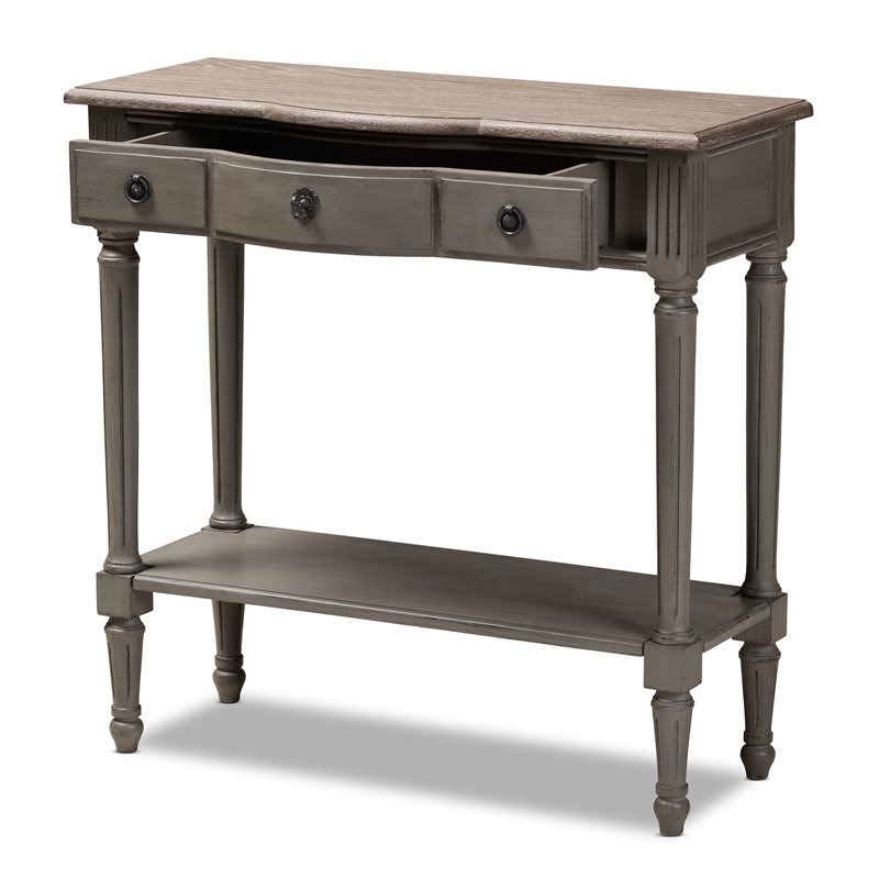 Bowery Hill Contemporary Wood 3-Drawer Console Table in Gray