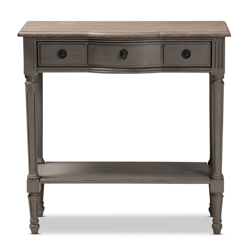 Bowery Hill Contemporary Wood 3-Drawer Console Table in Gray