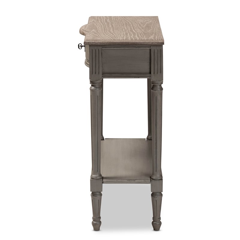 Bowery Hill Contemporary Wood 3-Drawer Console Table in Gray