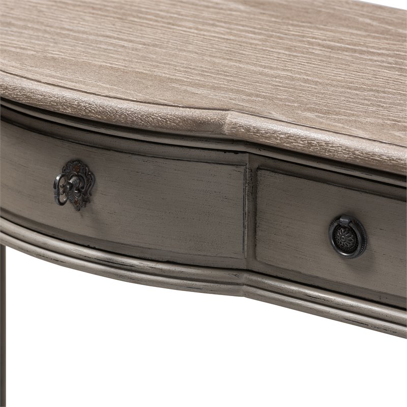 Bowery Hill Contemporary Wood 3-Drawer Console Table in Gray