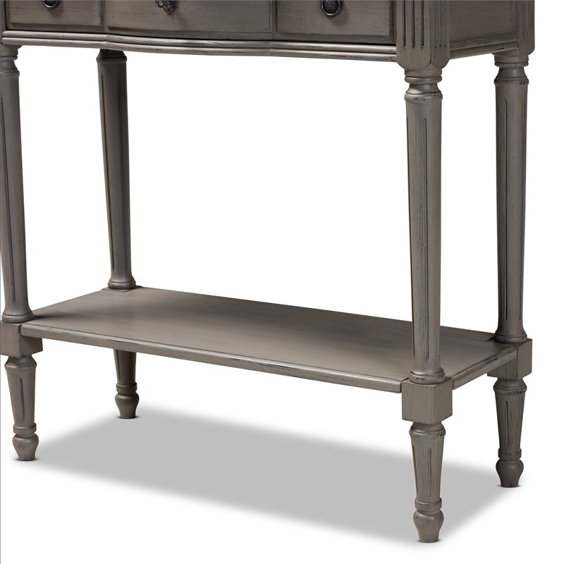 Bowery Hill Contemporary Wood 3-Drawer Console Table in Gray
