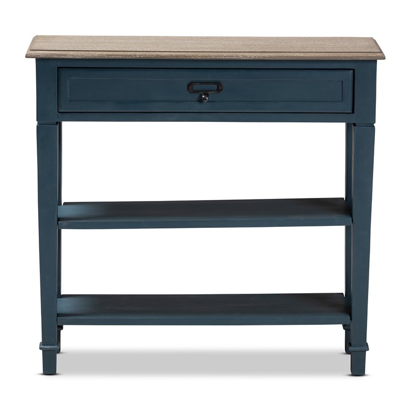 Bowery Hill Contemporary Wood 1-Drawer Console Table in Blue