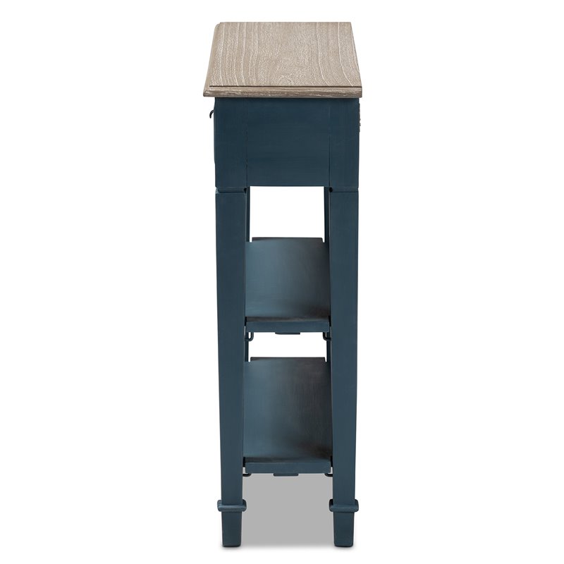 Bowery Hill Contemporary Wood 1-Drawer Console Table in Blue