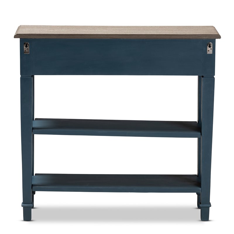 Bowery Hill Contemporary Wood 1-Drawer Console Table in Blue