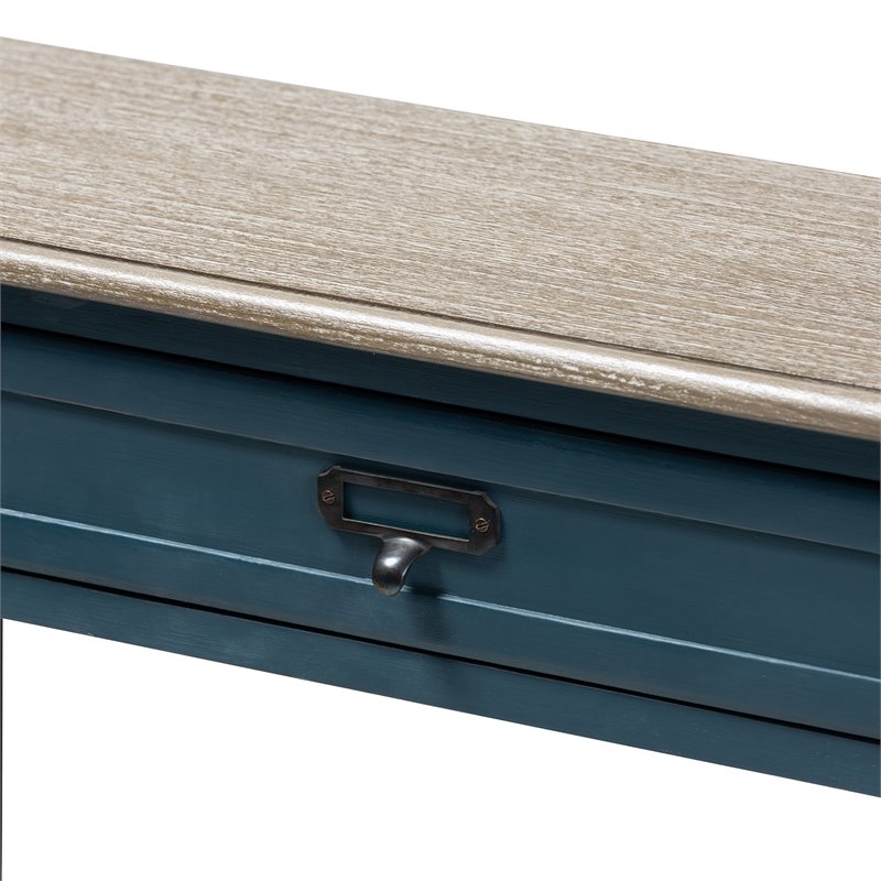 Bowery Hill Contemporary Wood 1-Drawer Console Table in Blue
