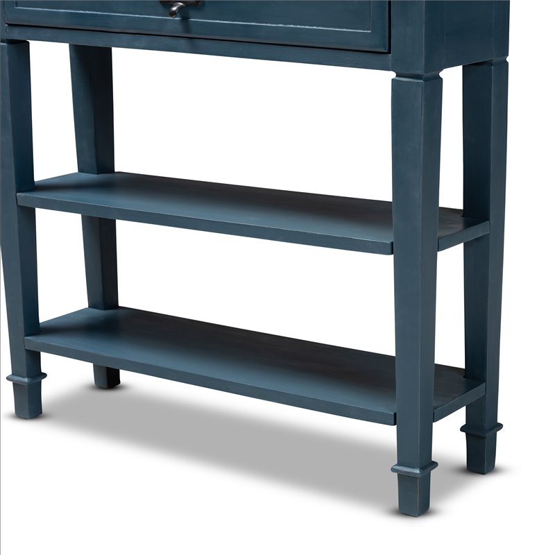 Bowery Hill Contemporary Wood 1-Drawer Console Table in Blue