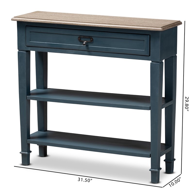 Bowery Hill Contemporary Wood 1-Drawer Console Table in Blue