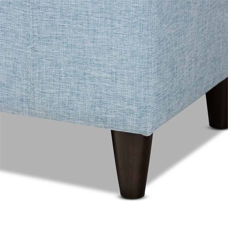 Bowery Hill Polyester Light Blue Storage Ottoman Rectangular Foam-Padded 48