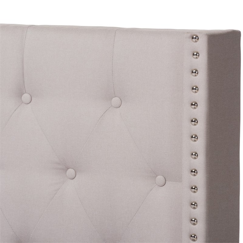 Bowery Hill Modern Upholstered Fabric Tufted King Bed in Beige