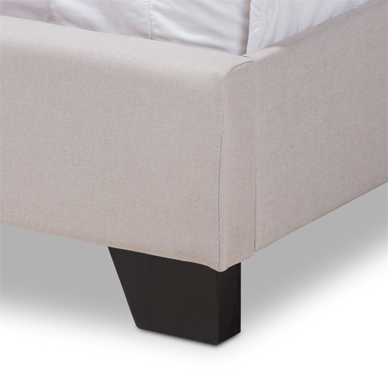 Bowery Hill Modern Upholstered Fabric Tufted King Bed in Beige