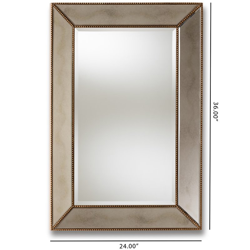 Bowery Hill Contemporary Decorative Wood Wall Mirror in Gold