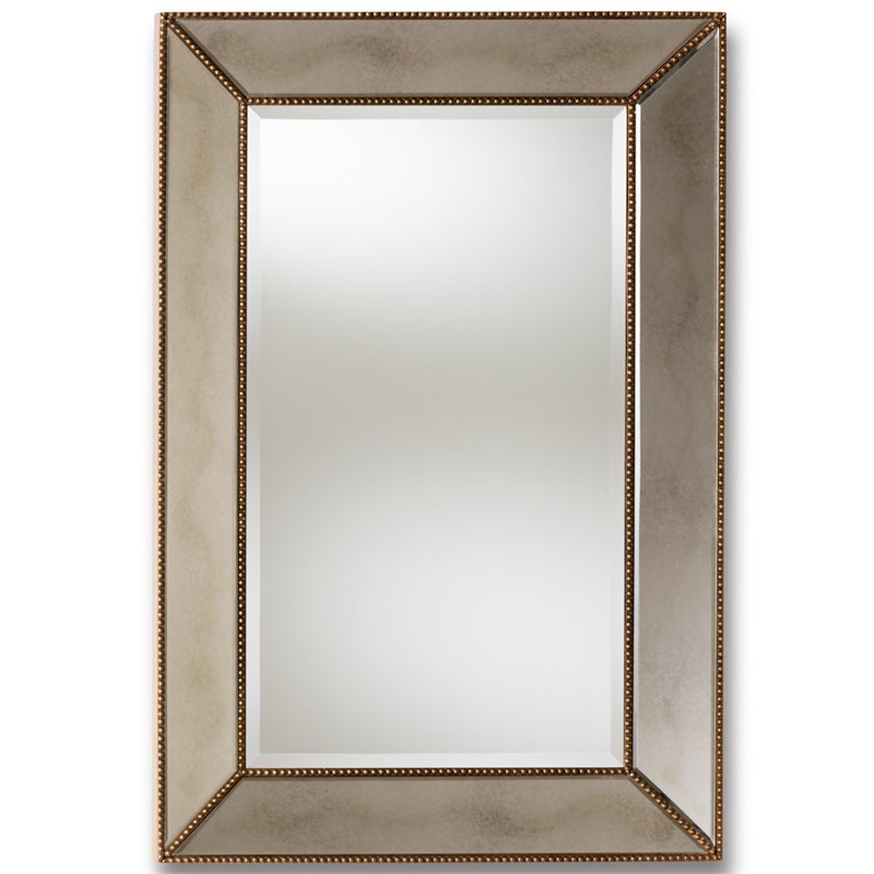 Bowery Hill Contemporary Decorative Wood Wall Mirror in Gold