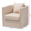 Bowery Hill Fabric Beige Swivel Chair Tufted Fully Assembled