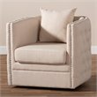 Bowery Hill Fabric Beige Swivel Chair Tufted Fully Assembled