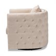 Bowery Hill Fabric Beige Swivel Chair Tufted Fully Assembled