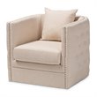 Bowery Hill Fabric Beige Swivel Chair Tufted Fully Assembled