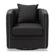 Bowery Hill Grey Fabric Upholstered Tufted Swivel Chair