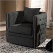 Bowery Hill Grey Fabric Upholstered Tufted Swivel Chair
