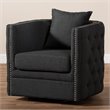 Bowery Hill Grey Fabric Upholstered Tufted Swivel Chair
