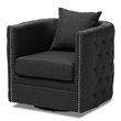 Bowery Hill Grey Fabric Upholstered Tufted Swivel Chair