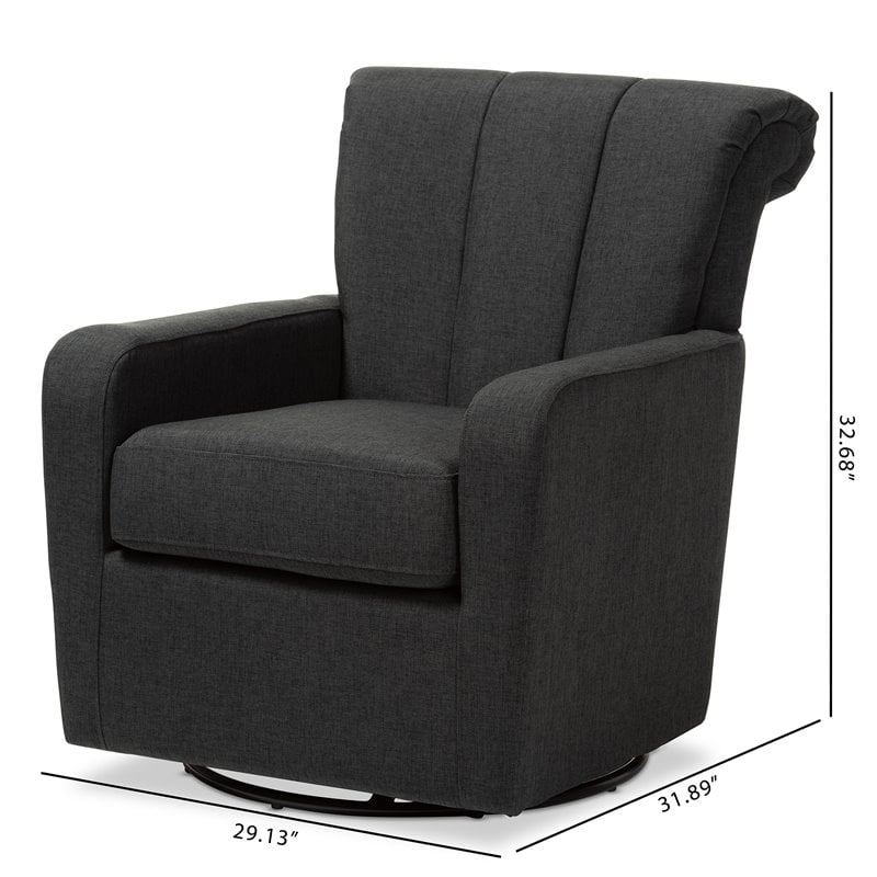 Bowery Hill Grey Fabric Upholstered Swivel Chair