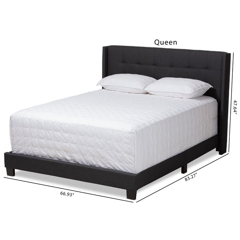 Bowery Hill Upholstered Fabric Tufted Queen Bed in Grey