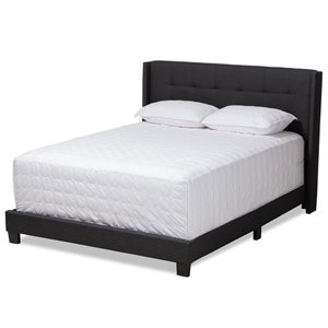 Bowery Hill Upholstered Fabric Tufted Queen Bed in Grey