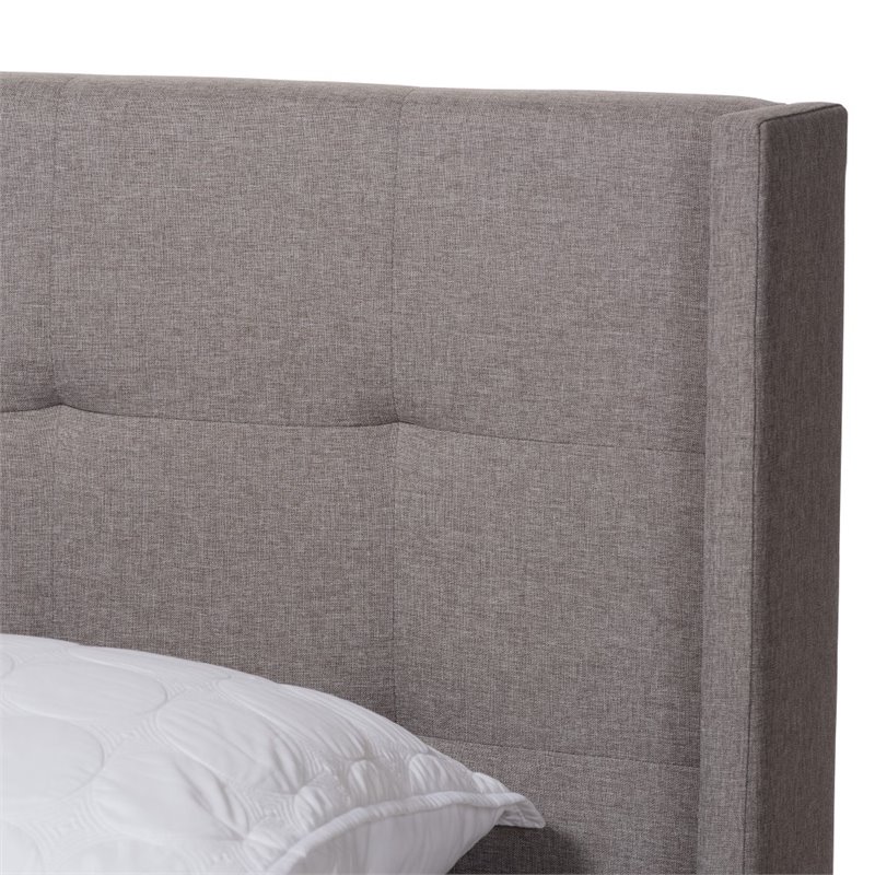 Bowery Hill Upholstered Fabric Tufted King Bed in Grey