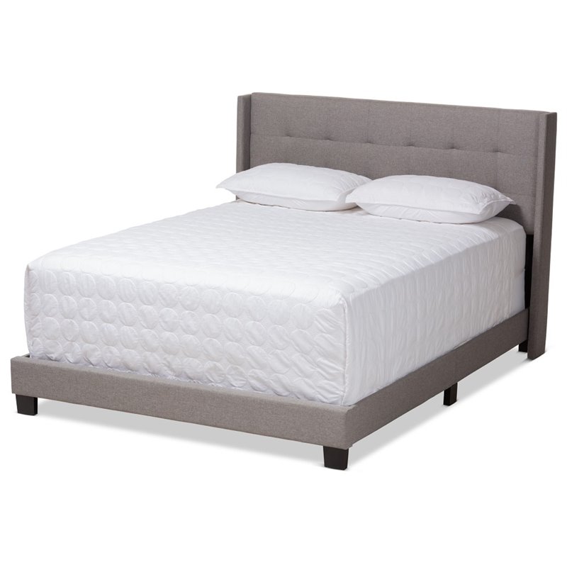 Bowery Hill Upholstered Fabric Tufted King Bed in Grey
