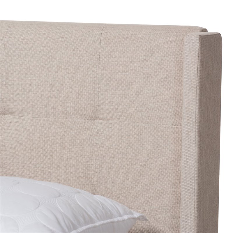 Bowery Hill Modern Upholstered Fabric Tufted Full Bed in Beige