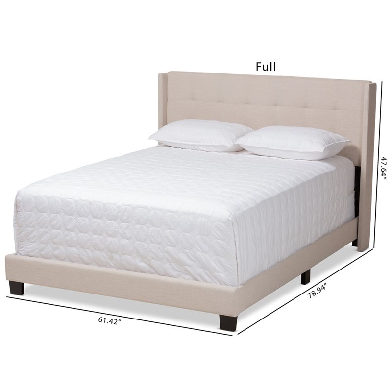Bowery Hill Modern Upholstered Fabric Tufted Full Bed in Beige