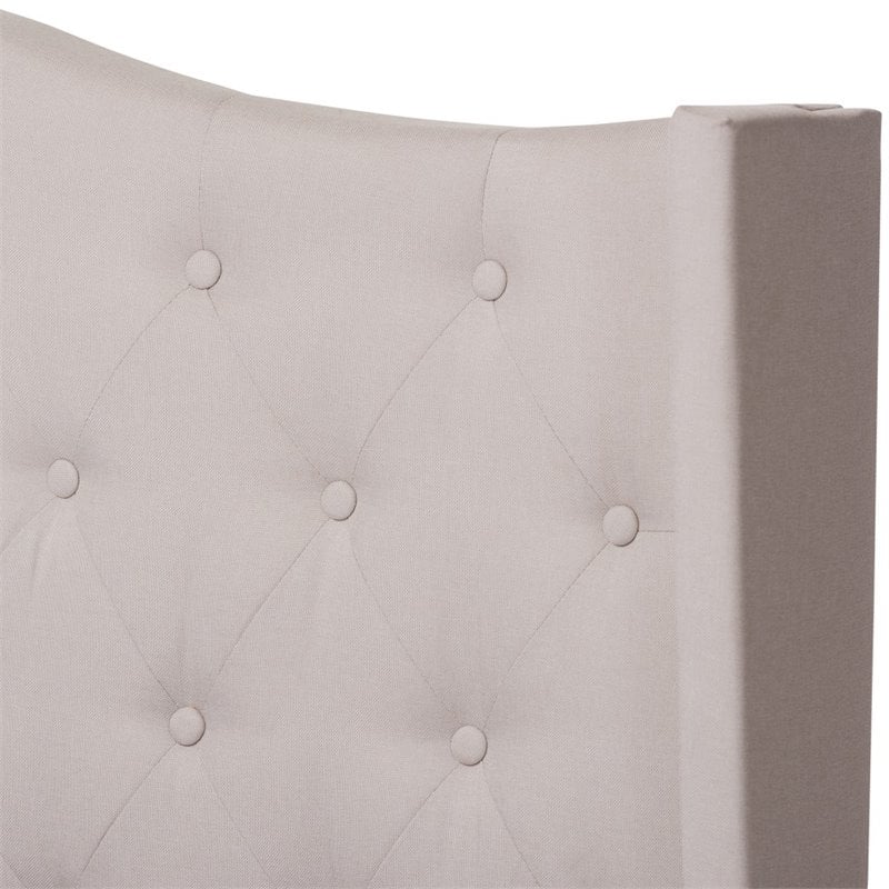 Bowery Hill Modern Upholstered Fabric Tufted King Size Bed in Beige