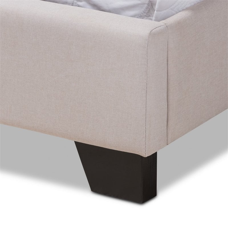 Bowery Hill Modern Upholstered Fabric Tufted King Size Bed in Beige