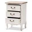 Bowery Hill Two Tone Whitewashed Oak and White 3-Drawer Nightstand