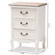 Bowery Hill Two Tone Whitewashed Oak and White 3-Drawer Nightstand