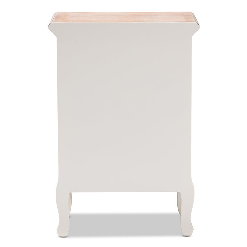 Bowery Hill Two Tone Whitewashed Oak and White 3-Drawer Nightstand