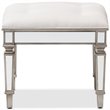 Bowery Hill Mirrored Vanity Bench in White