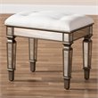 Bowery Hill Mirrored Vanity Bench in White